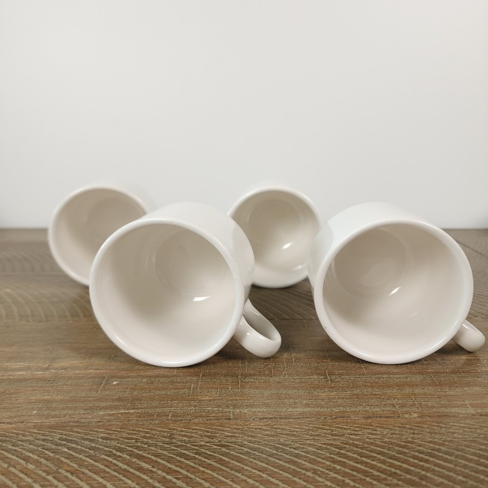 Syracuse China Set of 4 White Coffee Cups Mugs USA Vintage Restaurant Ware - Picture 5 of 7